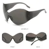 Sunglasses Vintage Y2K Oversized Rimless Women For Men Fashion Designer One Piece Sun Glasses Trending Punk Shades