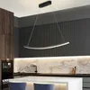 Candeeiros Pendentes Lustre de Restaurante Nórdico Minimalista Criativo Mesa de Jantar Bar Balcão Curvo Arco Longo Tira Moderna Luz LED