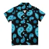 Chemises décontractées pour hommes Blue Paisley Shirt Vintage Floral Print Vacation Loose Summer Chemisiers esthétiques Manches courtes Design Oversize Tops