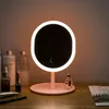 Wall Stickers Oval Makeup Mirror with LED Light Intelligent Desktop Smart Rechargeable Beauty Dormitory Mirrors 230731