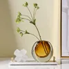 Vases Simple and Creative Glass Vase Light Luxury Living Room Dining Table Flower Arrangement Decoration Small Ornaments 230731