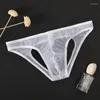 Underpants Sissy Funny Briefs For Men Mesh Convex Pouch Boys Transparent Underwear Man Panties Thin Gays Lingerie Nude Youth