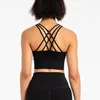 Yoga outfit naken Feeling Sports BH för Women Gym Wear Criss-Cross Back Strappy Fitness Running Bras Medium Support Top