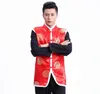 Roupa étnica masculina tradicional estilo chinês colete de algodão de alta qualidade cetim Tang terno moda jaqueta quente casaco sem mangas