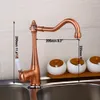 Kitchen Faucets Kitchen Sink Faucet Mixer Taps Antique Copper Chrome ORB Gold Finish Swivel Faucet Deck Mounted Tap Cold Mixer 230729