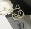 Designer Brand Animal Brooches Cat Pattern Brooch Pins Hollow Women Crystal Pin Wedding Party Lady Metal Jewerlry Dress Accessories Cat Pins