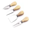 4pcs/lot Wood Handle Sets Bard Set Oak Bamboo Cheese Cutter Knife Slicer Kit Kitchen Cheedse Cutter Useful Cooking Tools