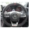 Pour Benz AMG C63S haute qualité cousu à la main anti-dérapant daim noir fil rouge bricolage volant Cover303Y