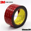 Whole-3M VHB 5952 Black Heavy Duty Mounting Tape Double Sided Adhesive Acrylic Foam Tape 50mmx3Mx1 1mm2706