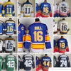 1980 Film Vintage Hockey 16 Brett Hull Jerseys CCM Borduurwerk 11 Brian Sutter 18 Tony Twist 44 Chris Pronger 74 Oshie 42 Backes Jersey 1995 1995 1996 Blue White Retro Man