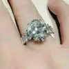 Wedding Rings Temperament Women Bands Ring Shine Big Oval Cubic Zircon Around 8 Marquise Stone Novel Design Bridal Luxury Jewelry