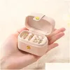 Schmuckschatullen Kleine tragbare Aufbewahrungsbox Pu-Leder Reiseorganisator Ring Ohrringe Mini Vitrine Halter Geschenkverpackung Drop Delive Ot9Kp