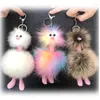 Porte-clés à la mode coloré en peluche frit cheveux autruche porte-clés mignon désert Animal Harajuku sac voiture porte-clés déclaration bijoux cadeaux