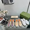 Woven Espadrilles Women's interlocking Mules Flat Slippers sandals luxury designer Casual Sand shoes factory footwear Size 35-41