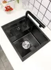 Invisible Sink Kitchen Liten Single Sink 304 Rostfritt stål Bar Counter Mini Wash Basin med Cover Faucetsinks Sashbasins dolda