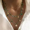 Choker Natural African Turquoise Stone Beads Necklace For Women Strand 5-8MM Golden Leaves Jewelry Making Handmade