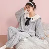 Damen-Nachtwäsche Est Paar-Pyjama-Set Fleece Homewear Dicker warmer männlicher und weiblicher Damen-Pyjama