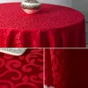 Table Cloth Luxury Red Round Hotel Dining Tablecloth Square Golden Floral Wedding Table Skirt Cover Decoration Party Restaurant Table Cloth R230726