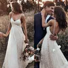 2019 Bohemian Wave Vestidos de Noiva Decote Espaguete Sem Costas Praia Vestidos de Noiva Vestido de Noiva Tule Country Vestido De Novia297q