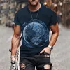 Camisetas masculinas Moda 3D Estampa Graffiti Top 2023 Verão Casual Tecido Respirável Estilo Retro Esportes