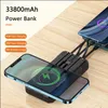 Banki zasilania telefonu komórkowego PD40W Szybkie ładowanie 33800MAH Solar Power Bank 15W QI bezprzewodowa ładowarka poverbank z kablem do Huawei iPhone 13 Xiaomi Powerbank L230731