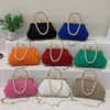 Evening Bags Fashion Women Orange Green Shoulder Prom Clutch Pearl Chain Crossbody Female Chic Pu Leather Handbags And Purse 230729