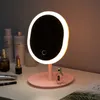 Wall Stickers Oval Makeup Mirror with LED Light Intelligent Desktop Smart Rechargeable Beauty Dormitory Mirrors 230731