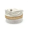 Link Bracelets Fashion Bracelet Rhinestone Braided Jewelry Three-piece Suit For Women Bangles Retail And Wholesale