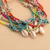 Anhänger Halsketten Mode Mehrschichtige Boho Bunte Perlenkette Halskette Für Frauen Mädchen Weibliche Seestern Shell Sommer Täglich Schmuck Geschenk