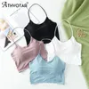 Bras ATHVOTAR Women Halter Bra Bralette Padded Elastic Ice Silk Brassiere Wireless Cross Backless Sleeveless Top Female Underwear281W