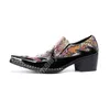 Zapatos de vestir de cuero de diseño de lujo para hombres Zapatos de negocios de cuero con punta de metal en punta para hombres Fiesta y boda,