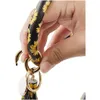 Keychains Lanyards Fashion Women Tassels Armband Bangle Pu Leather Party Wrap Key Ring Leopard Lily Print Keychain Sunflower Flag Otzrj