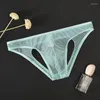 Slip Sissy drôle slips pour hommes maille poche convexe garçons sous-vêtements transparents homme culotte mince Gays Lingerie nue jeunesse