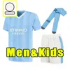 Mänbarn Set 23 24 Haaland #9 Joao Cancelo Soccer Jerseys Mahrez de Bruyne Man Foden Gundogan 2023 2024 Ferran Bruyne Football Shirts målvakt Home Adult Child Child