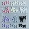 Nail Art Decorations 30 White Ribbon Resin Bow Nail Charm Parts 3D Nail Art Decoration Accessories Supplies for DIY Korean Manicure Design 230729