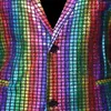 Mens Trailtsuits Suit Ceket Retro Metalik Glitter Punk Gotik Düğün Sahne Performansı İki Parça Lüks Altın Blazer 230731