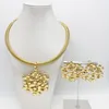 Necklace Earrings Set For Women Unique Pendant Dubai 18K Gold Plated Jewelry Bride Wedding Party Accessories