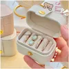 Schmuckschatullen Kleine tragbare Aufbewahrungsbox Pu-Leder Reiseorganisator Ring Ohrringe Mini Vitrine Halter Geschenkverpackung Drop Delive Ot9Kp