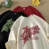 Herr t-skjortor amerikansk retro trendig bokstav tryckt grafisk t-shirt för par sommar sommar casual hip-hop kortärmade topp män och kvinnor y2k