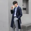 Men's Trench Coats Windbreaker Coat Long Spring And Autumn Korean Fashion Handsome Casual Winter Men