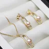Wedding Jewelry Sets Cute 925 Sterling Silver Pearl Necklace Earrings Set For Woman Bridal White Pink Purple Anniversary Gift 230729