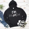 Mens Hoodies 스웨트 셔츠 IM OK 부러진 눈에 보이지 않는 질병 유니탄 풀 오버 후 까마귀 스웨트 셔츠 230731