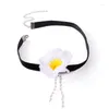 Choker F19D Fabric Flower Tie Necklaces Material Strap Cloth Accessories Gift For Women Teen Girl