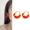 Boucles d'oreilles créoles cadeau de noël personnalisé pour les femmes couleur rouge géométrique fête vacances cadeaux cercle breloque bijoux 2023