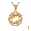 Pendant Necklaces 12 Zodiac Sign Animal Necklace Gold Chain Coin Pisces Pendants Charm Star Choker Astrology For Women Fashion Jewelry Dh9M6