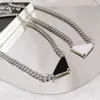 Elegant luxury necklace creative triangle pendant necklace couple vintage thick chains for men valentine s day plated silver jewelry designer for women ZB011 C23