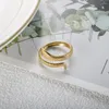 Anillos de racimo, anillo abierto de serpiente chapado en oro de acero inoxidable para mujer y niña, joyería de fiesta con dedo ajustable geométrica