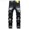 Men's Jeans Mens Fashion Tide Brand Swinging Ink Washing Worn Out Torn Paint Locomotive Pants L230731