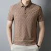 Polos pour hommes polo hommes haute qualité été glace soie manches courtes frange rayures affaires décontracté hommes shirt999 230731