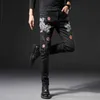Jeans masculino Outono jeans rasgado patch masculino elástico 3D duplo dragão bordado de alta qualidade designer calças jeans estampadas calças casuais J230728